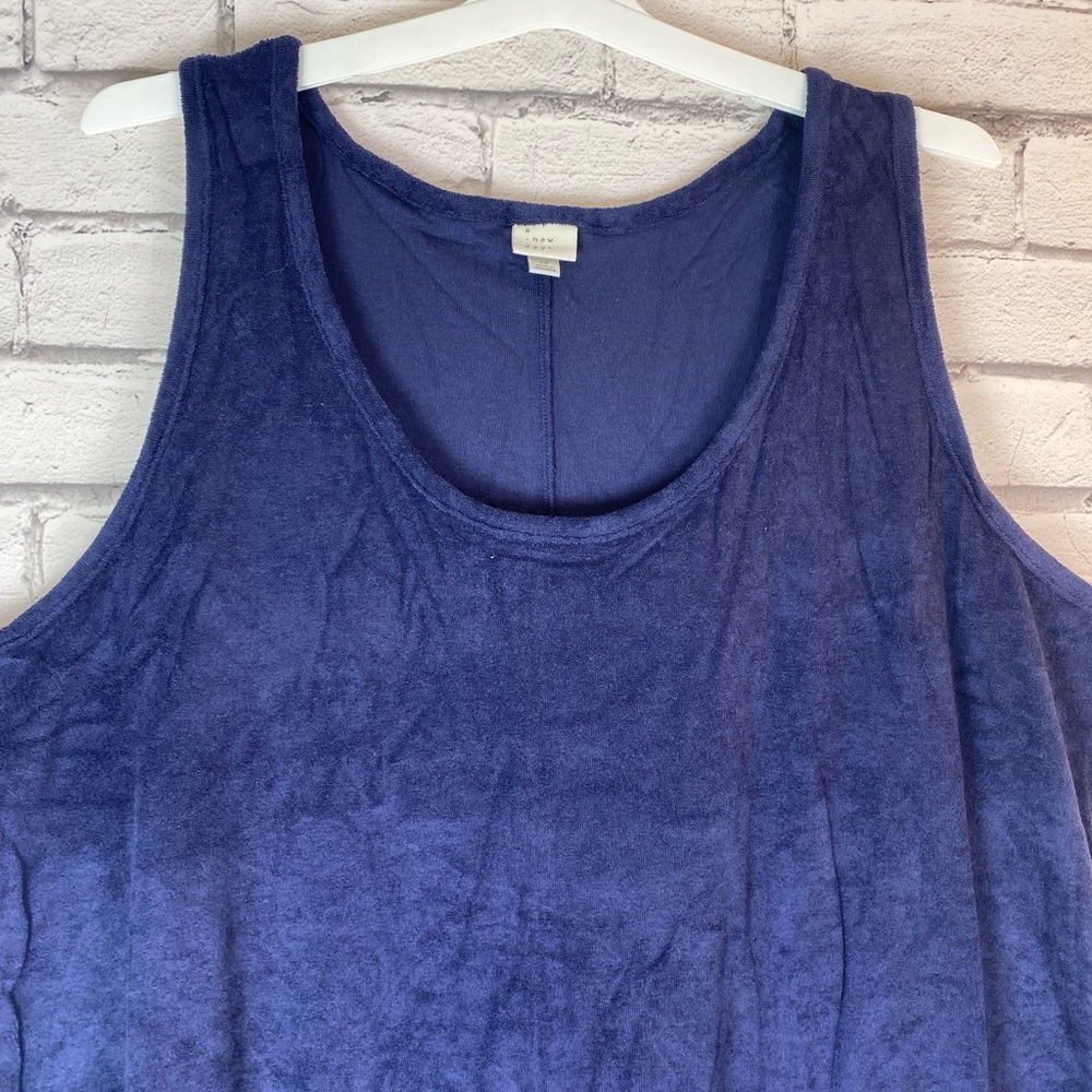 Womens Terry Tank Dress Size 3X A New Day - Navy Blue Plus Size Swim Coverup NWT - Picture 3 of 7